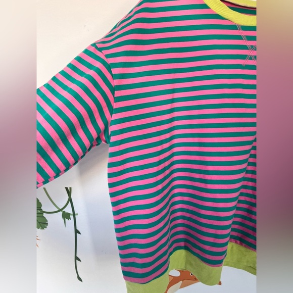 Oversized Women’s Striped Pink and Green Sweatshirt - Picture 5 of 6